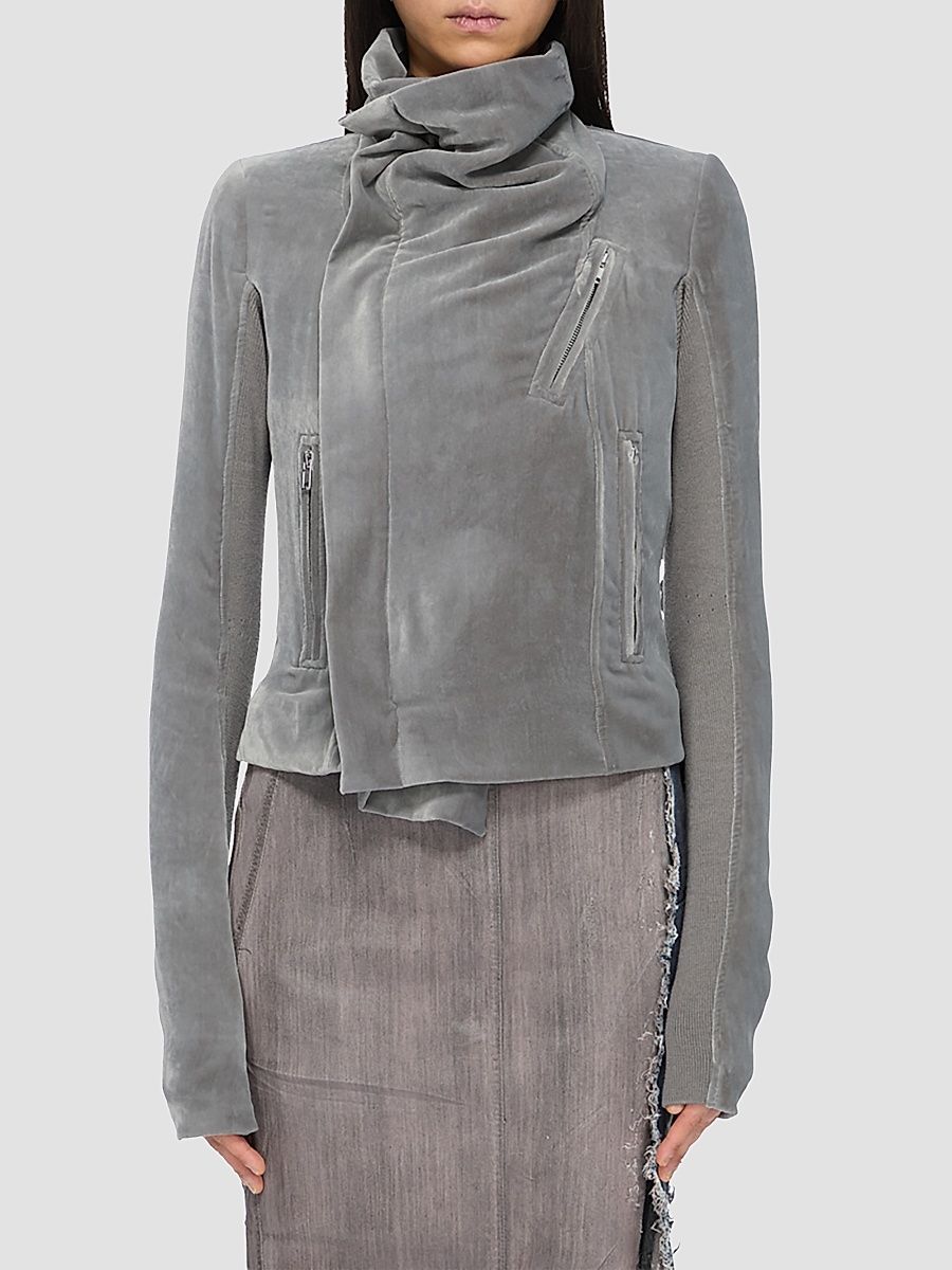 Women's Velvet Classic Biker Jacket - Steel - Size 10