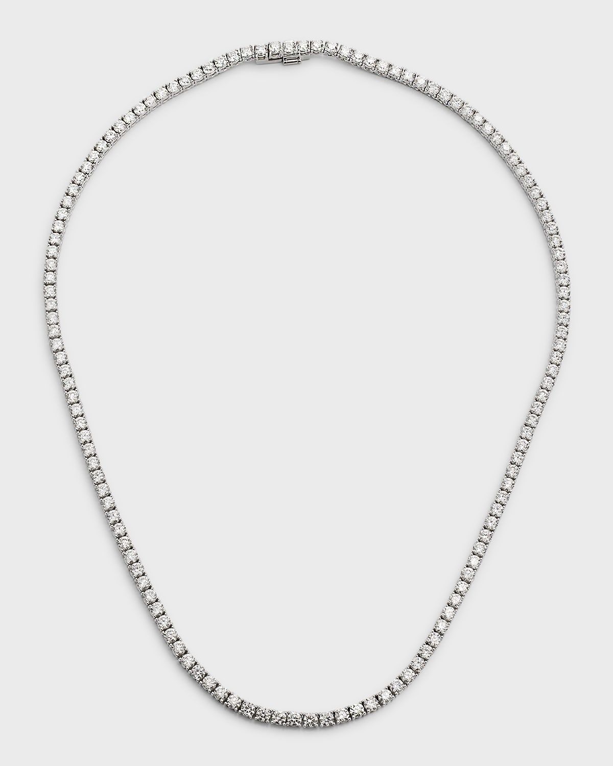 18K White Gold Diamond Tennis Necklace, 17"L, 14.18tcw