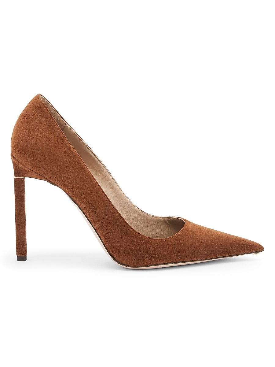 Women's 85MM Suede Stiletto-Heel Pumps - Dark Whisky - Size 7.5