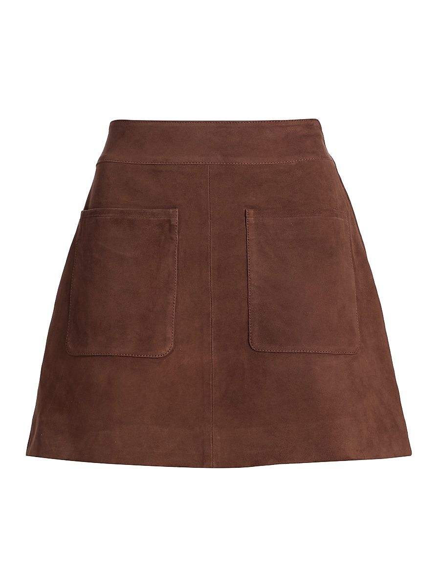 Women's Fran Suede Patch Pocket Miniskirt - Chocolate - Size 10