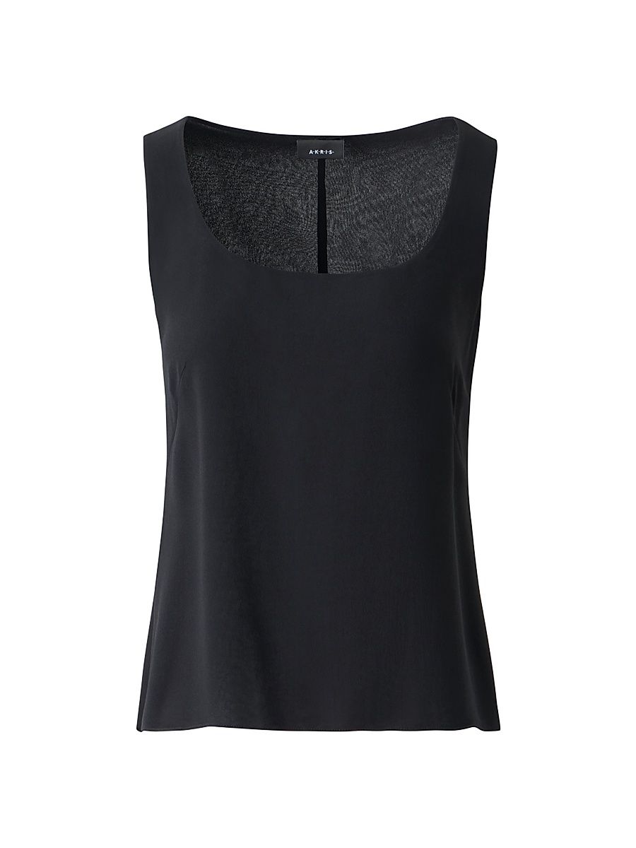 Women's Silk Gerogette Sleeveless Top - Black - Size 14