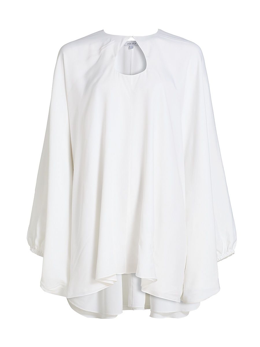 Women's Naya Keyhole Silk-Blend Crepe de Chine Shift Minidress - White - Size Large
