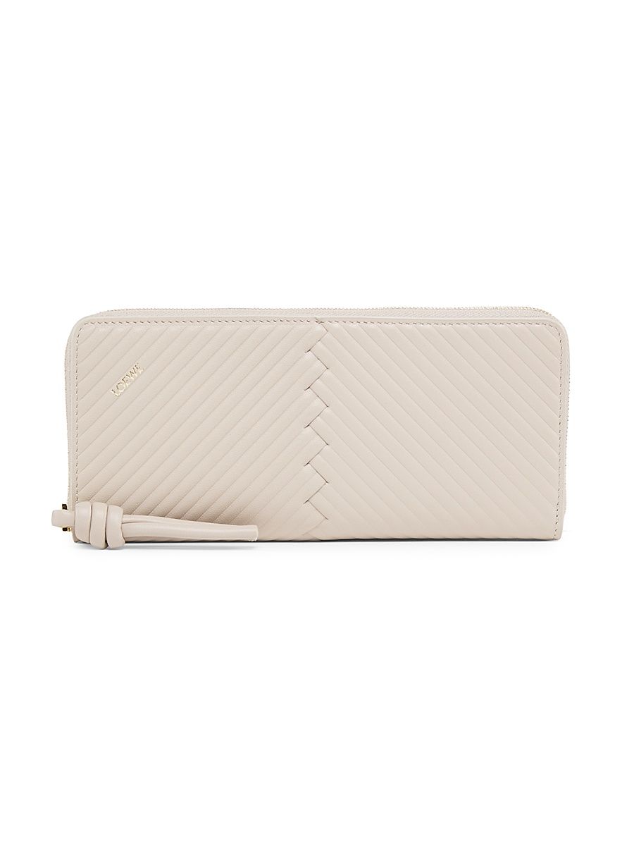 Women's Knot Diamond Slim Zip-Around Wallet - Light Oat