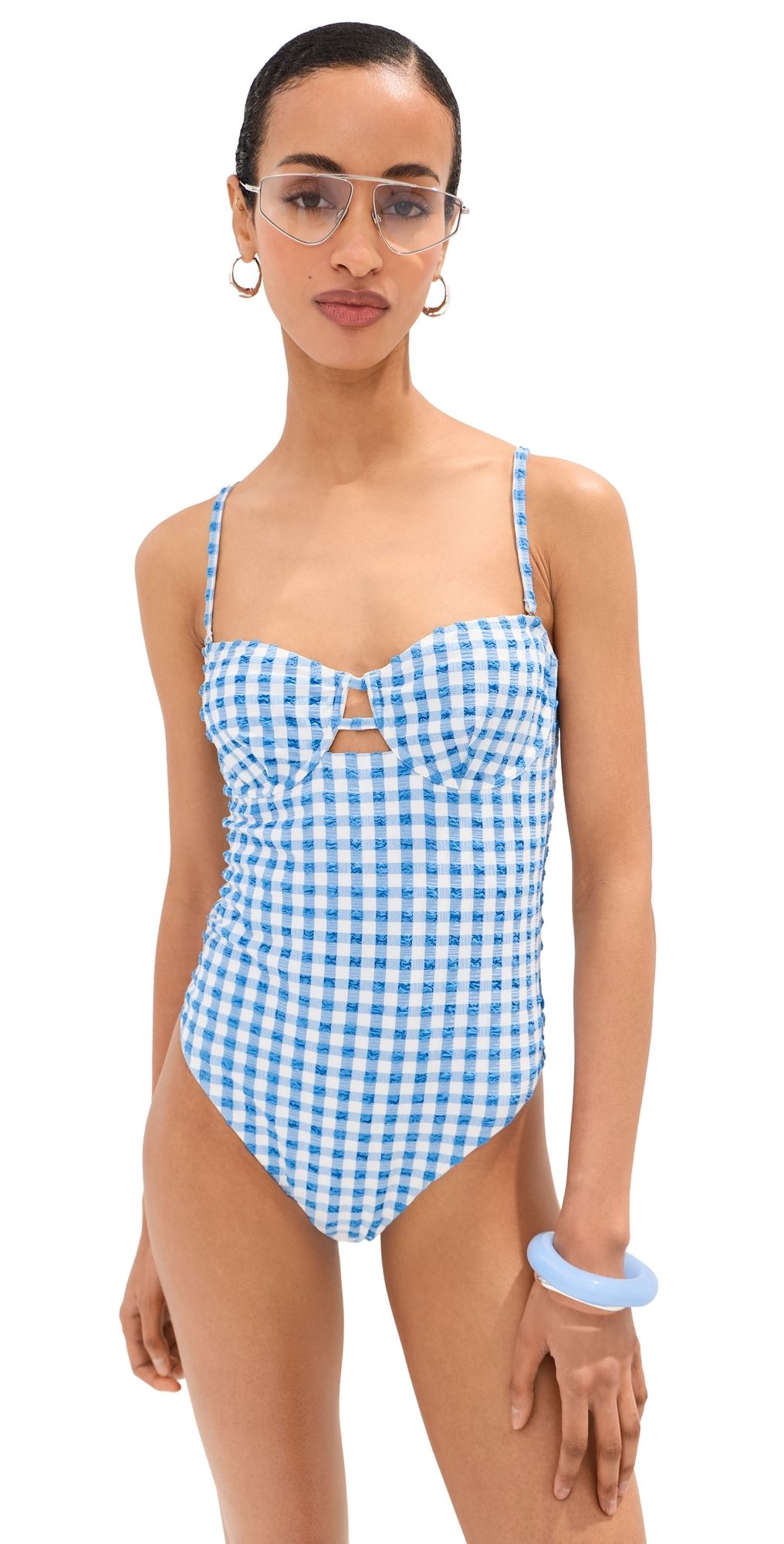 LE BOP Underwire One Piece Gingham (Marina/Ivory) L