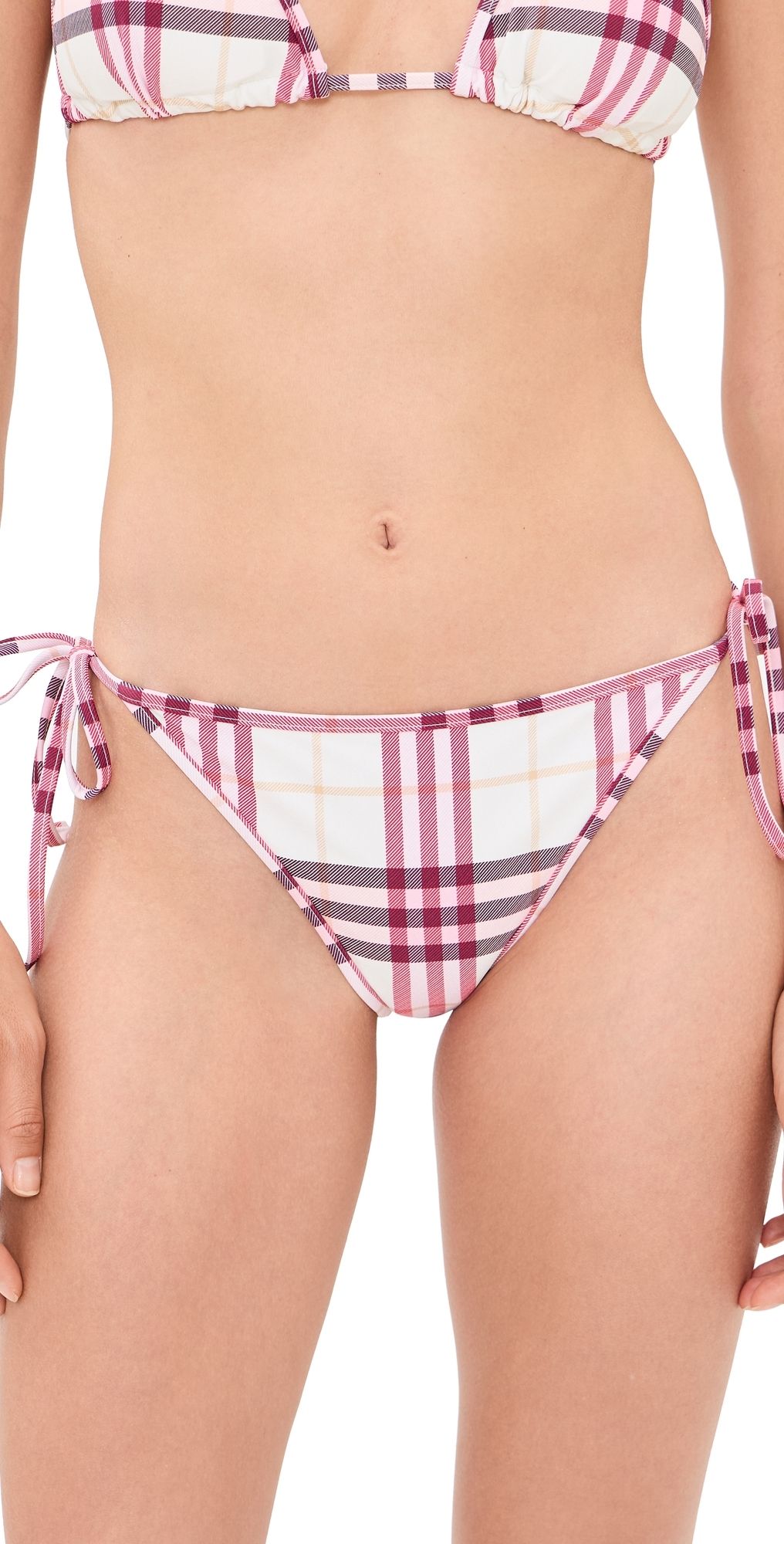 Burberry Sadie Checkered Bikini Bottoms Aubergine Purple S