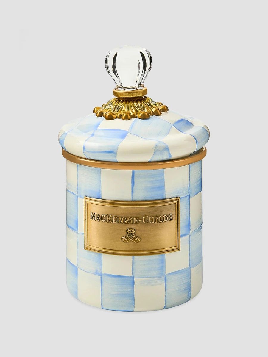 MacKenzie-Childs Sky Check Hand-Painted Enamel Demi Canister