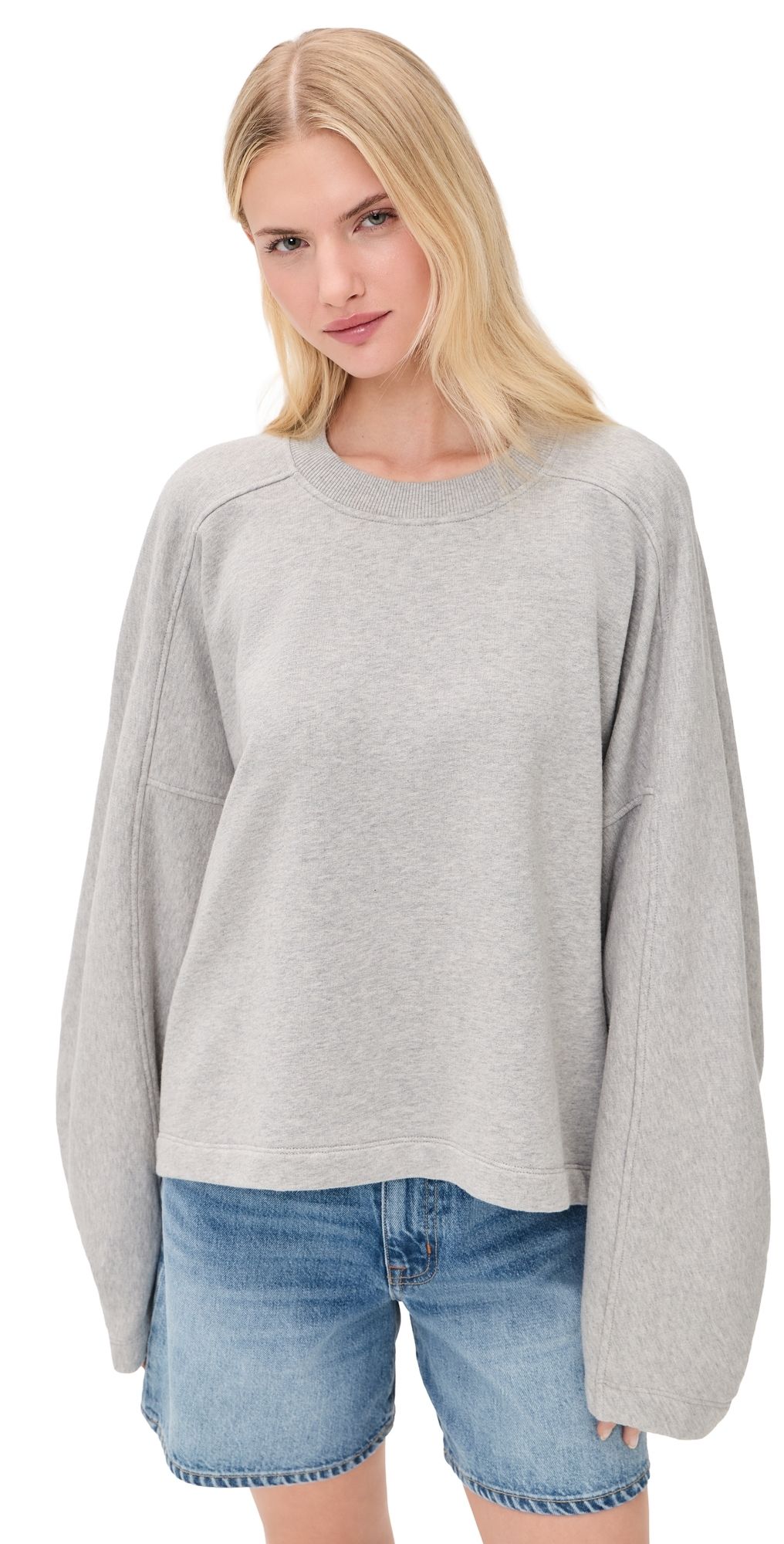 Closed Gathered Sweatshirt Light Grey Melange XL