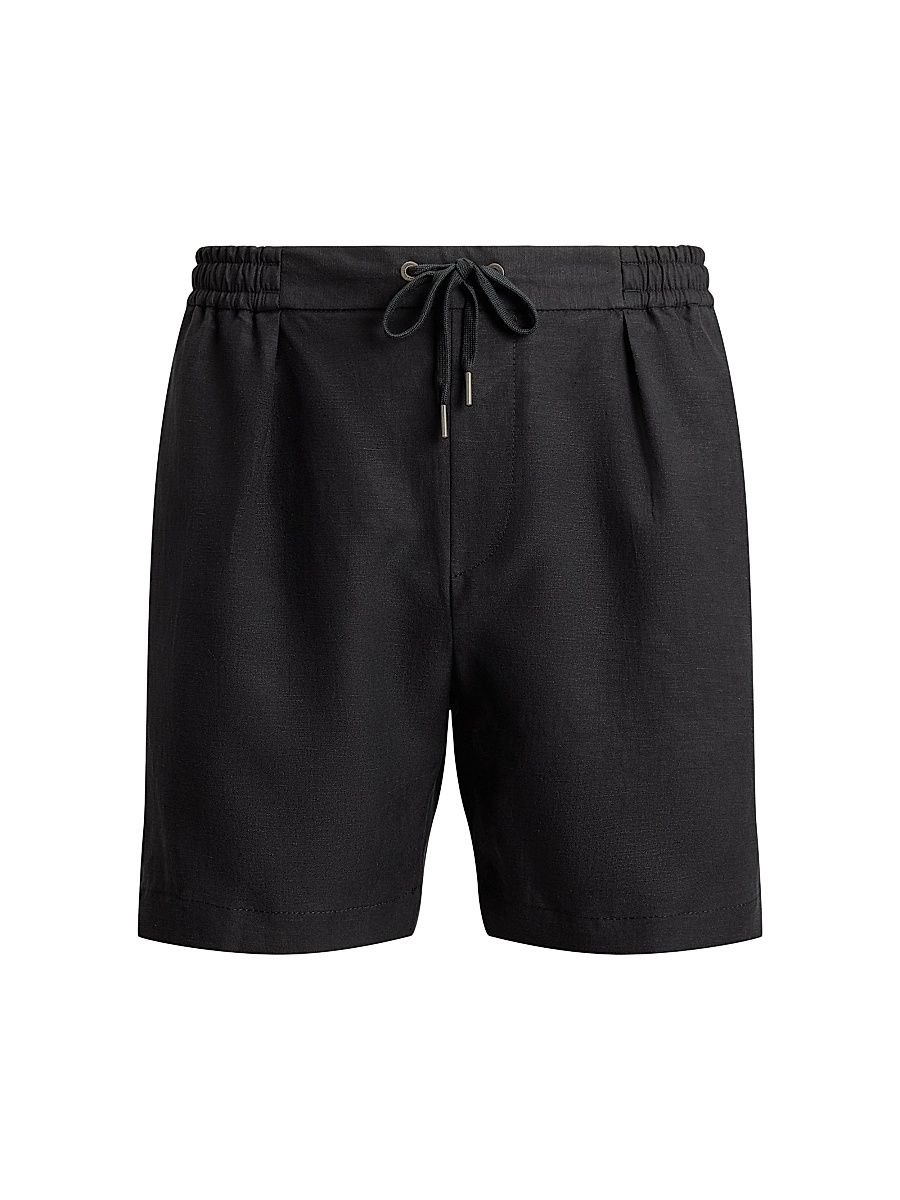 Men's Hand-Tailored Silk-Linen Shorts - Black - Size 34
