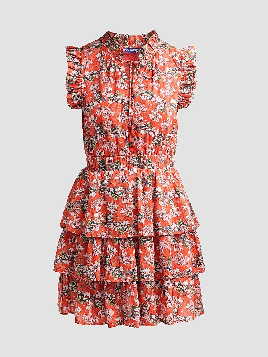 Women's Bimba Cotton Floral Mini Dress - Red Aloha - Size XS