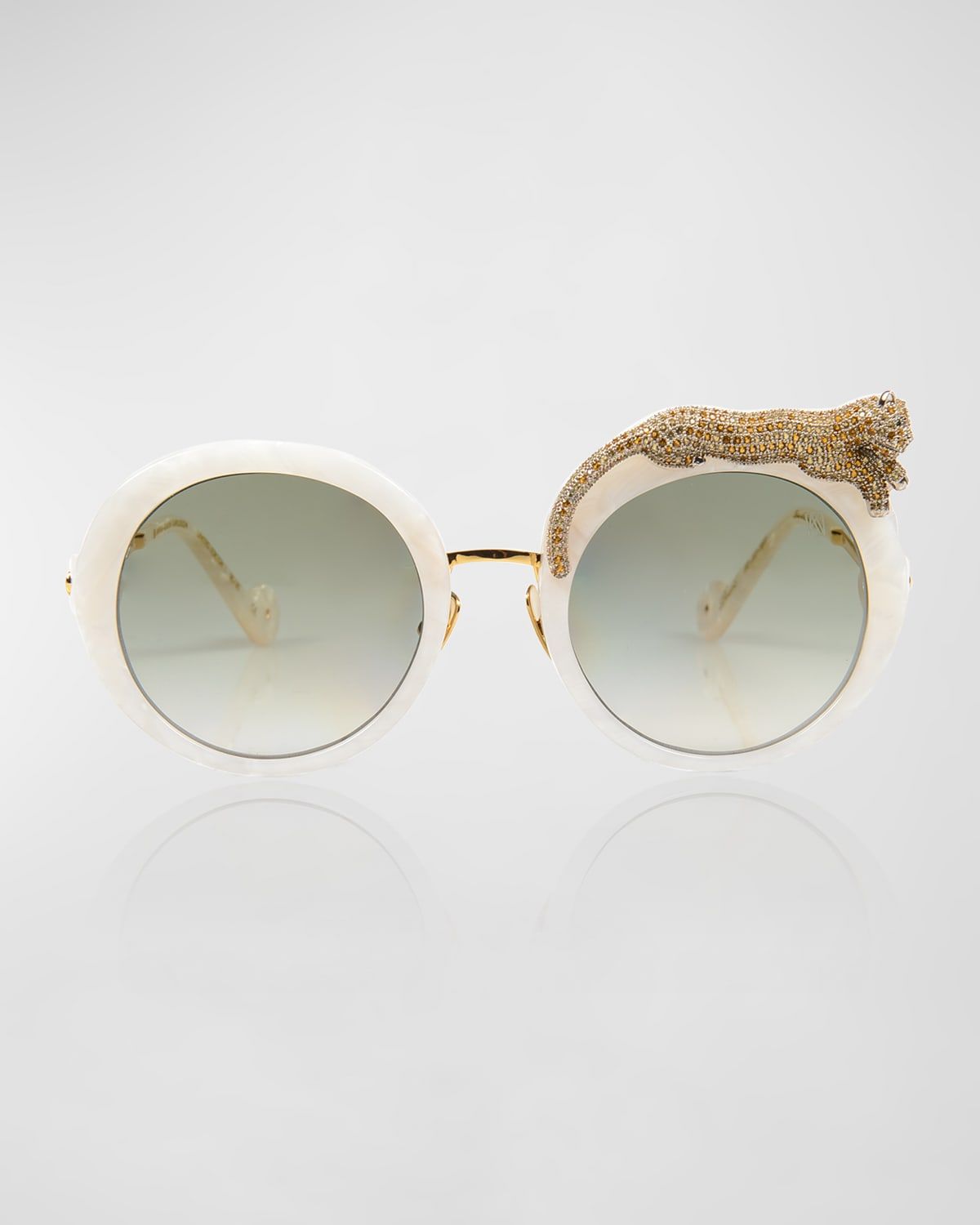 Rose et la Roue Round Crystal-Embellished Leopard Sunglasses