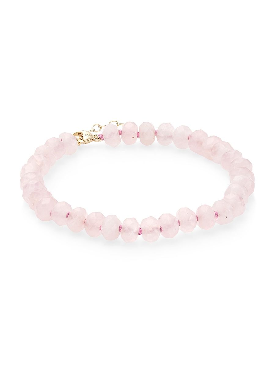 Women's Oracle 14K Yellow Gold & Rose Quartz Crystal Beaded Bracelet - Pink