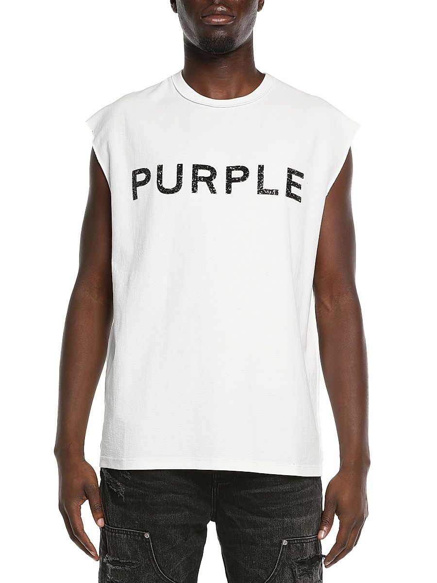 Men's Glitter Logo Cotton Jersey Tank - White - Size XXL