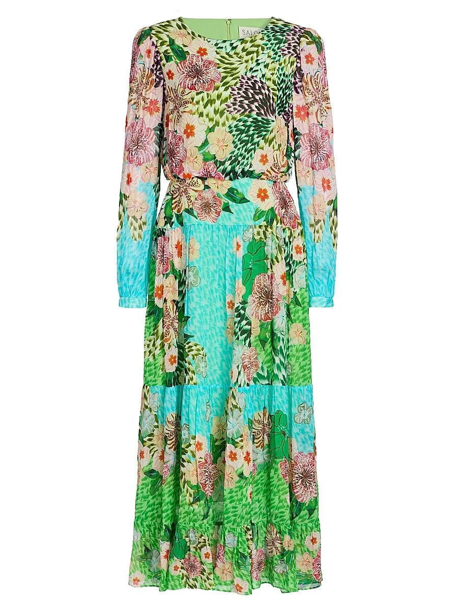 Women's Isabel Printed Midi-Dress - Plumeria Wave Plmt - Size 6
