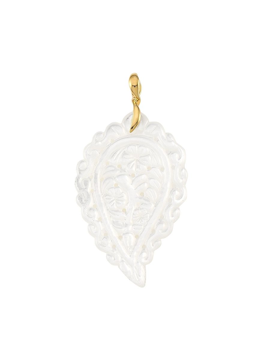 Women's India 18K Yellow Gold & White Mother-Of-Pearl Large Leaf Pendant - Yellow Gold