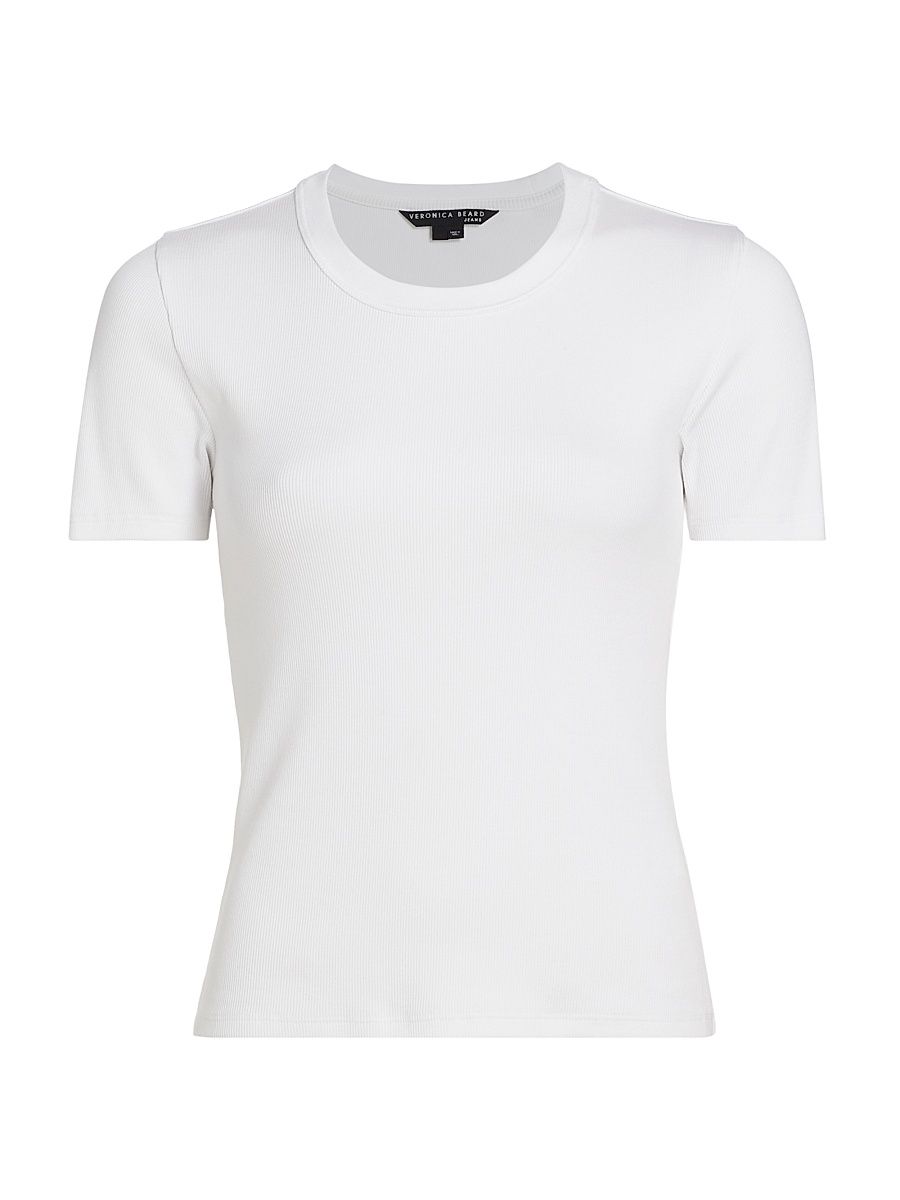 Women's Pruitt Ribbed Cotton-Blend T-Shirt - White - Size XXS