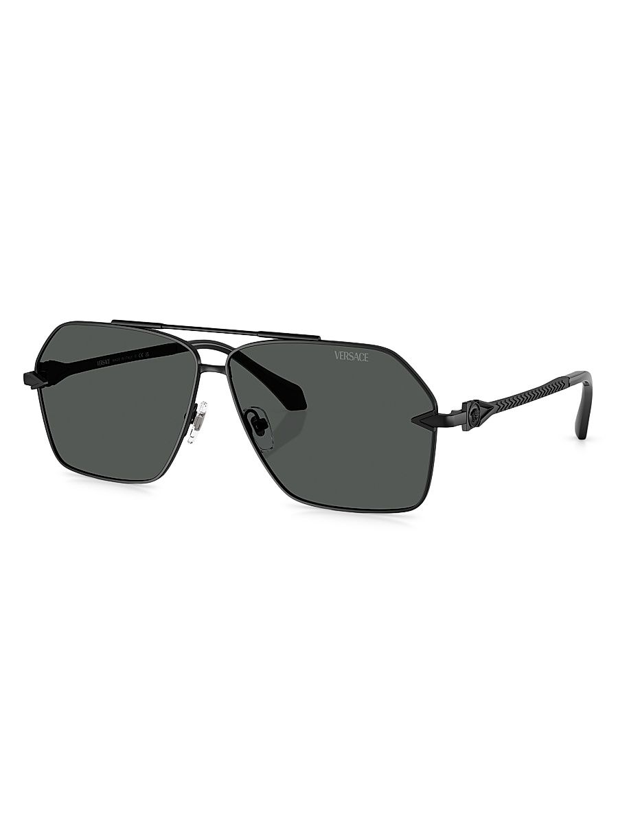 Men's Mirror 63MM Aviator Sunglasses - Matte Black