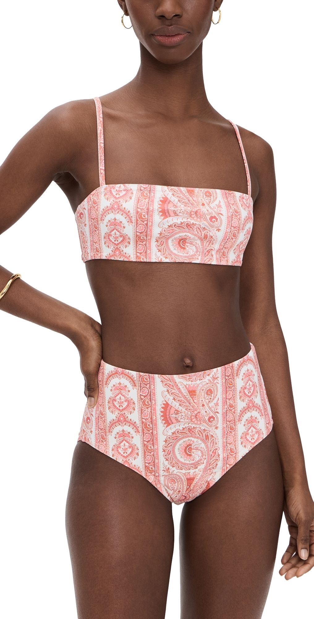 Hill House Home The Juno Bikini Set Corsica Paisley Coral XS