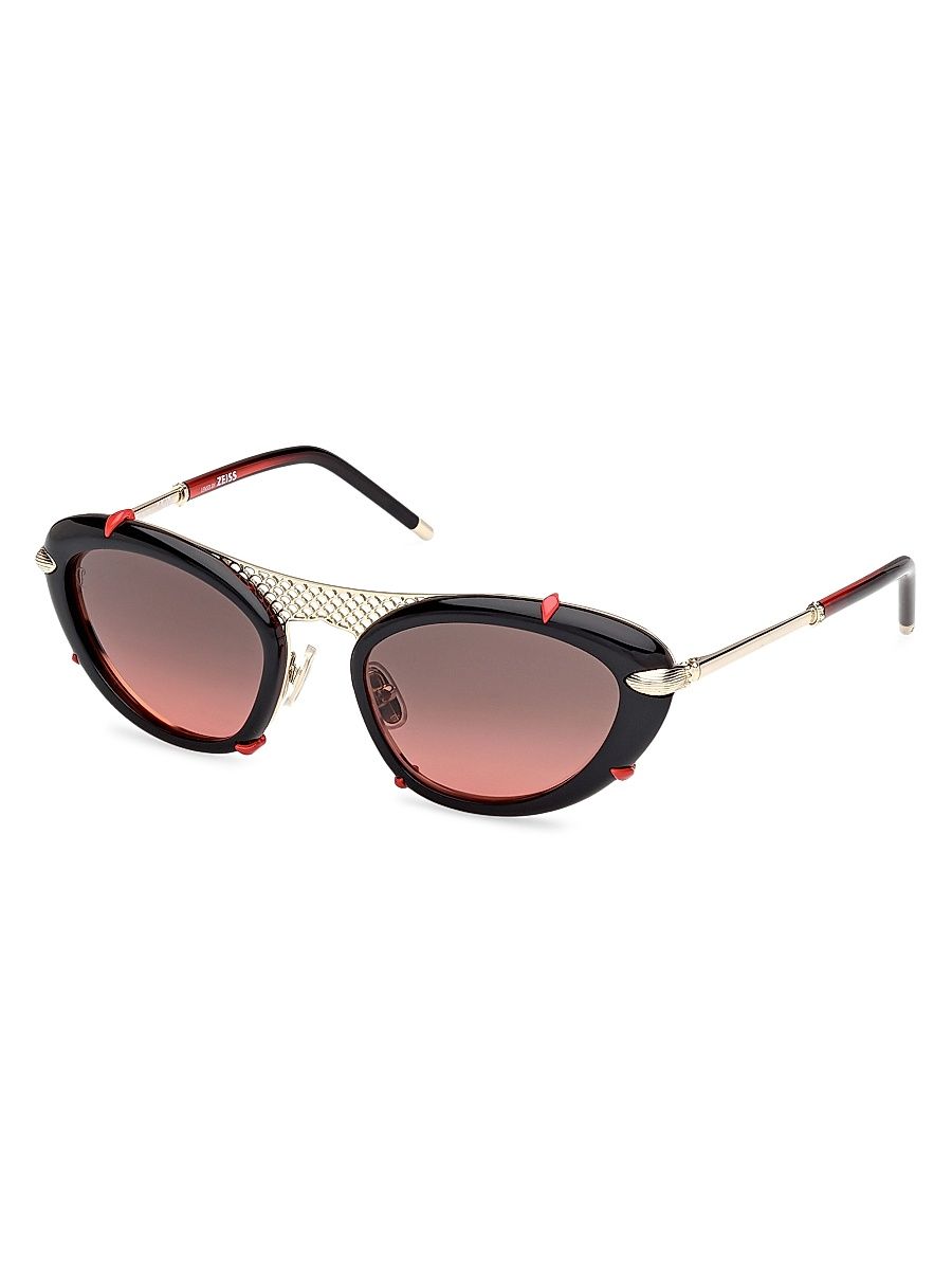 Women's 54MM Metal Sunglasses - Gold Black Red