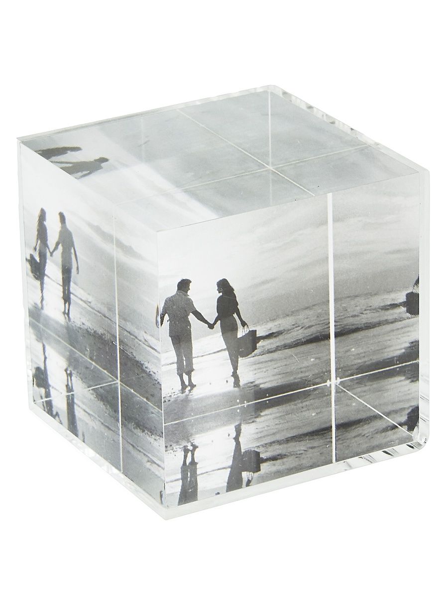 Clear Lucite Cube Paperweight Frame - Clear