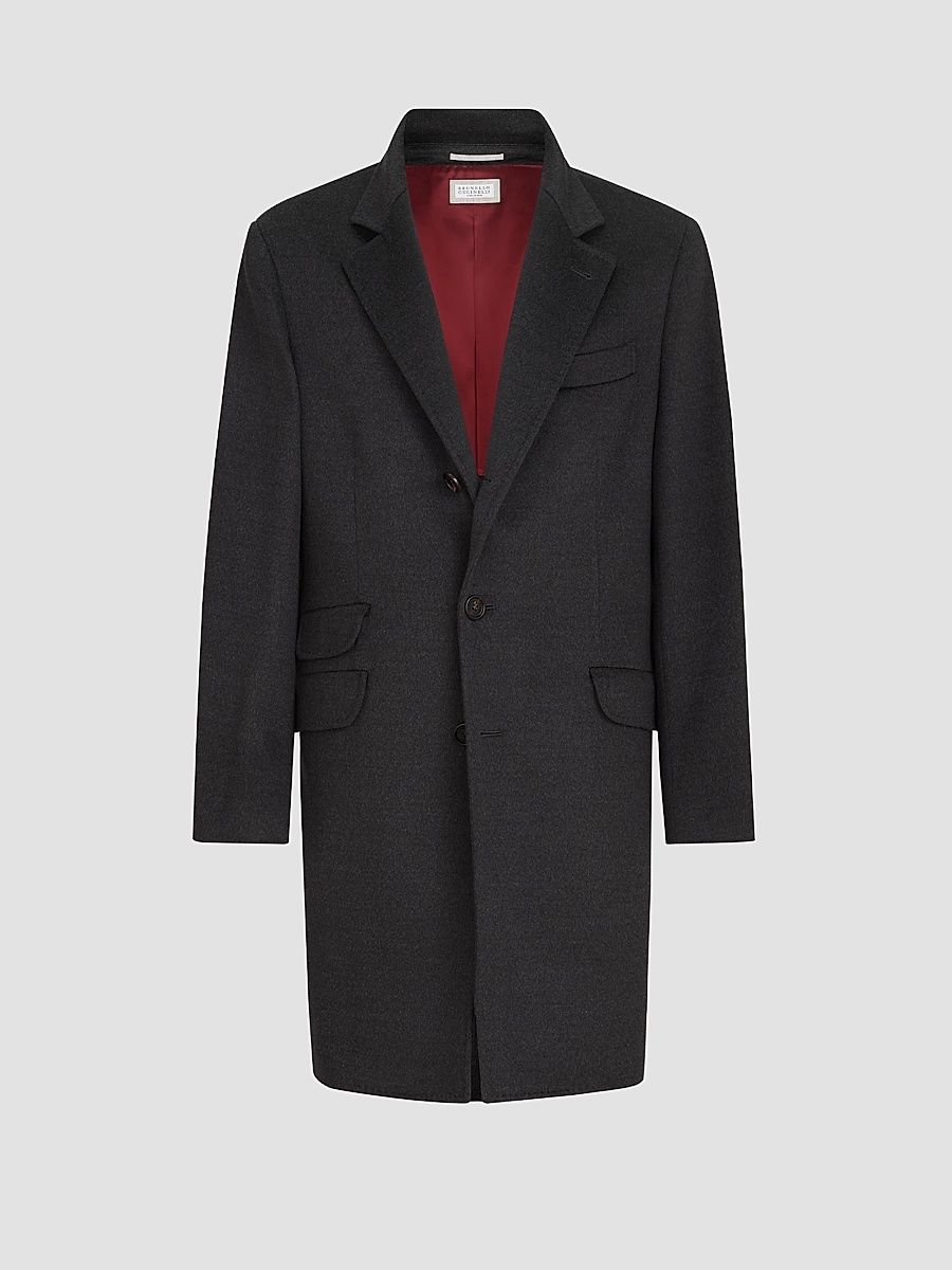 Men's Lightweight Virgin Wool Cloth Coat - Anthracite - Size 40