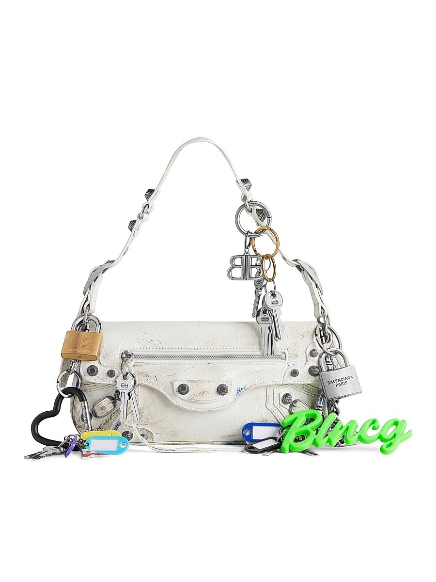 Women's Le Cagole Small Sling Shoulder Bag Used Effect - White