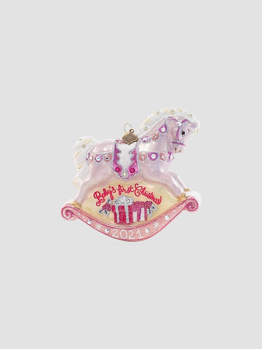 Baby's 1st Rocking Horse Glass Ornament