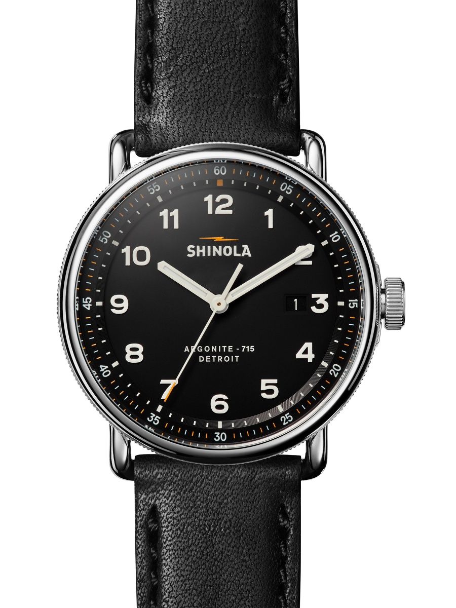 Shinola Men's Canfield 43MM Leather Strap Watch - Black