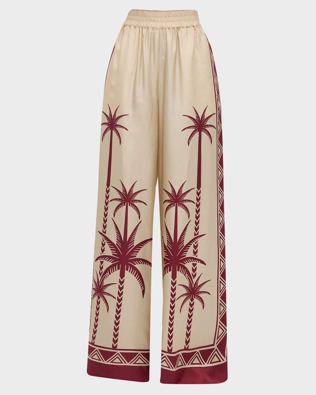 Placed-Print Wide-Leg Silk Palazzo Pants