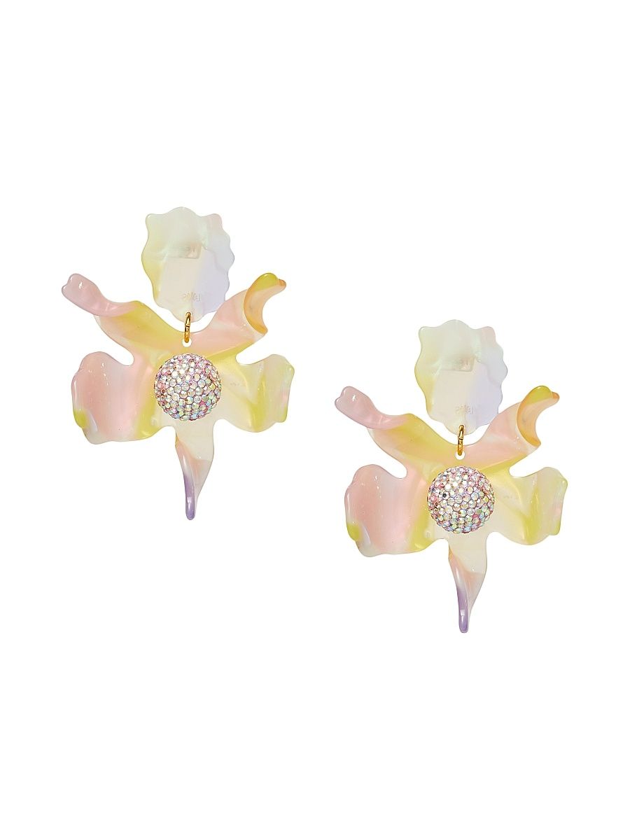 Women's Lily Acetate & Crystal Earrings - Apricot Ombre