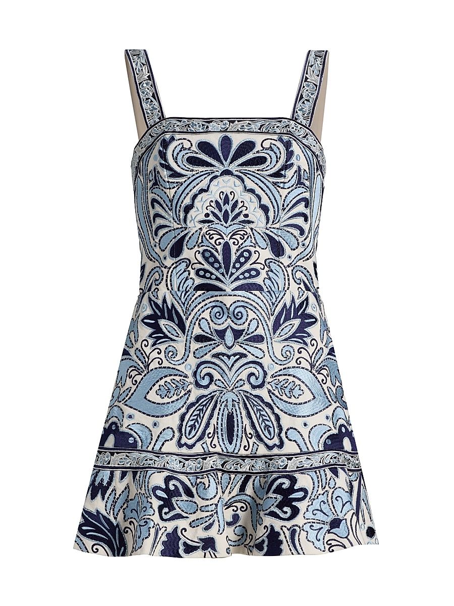 Women's Kaidra Embroidered Cotton Minidress - Baroque Bazaar - Size 14