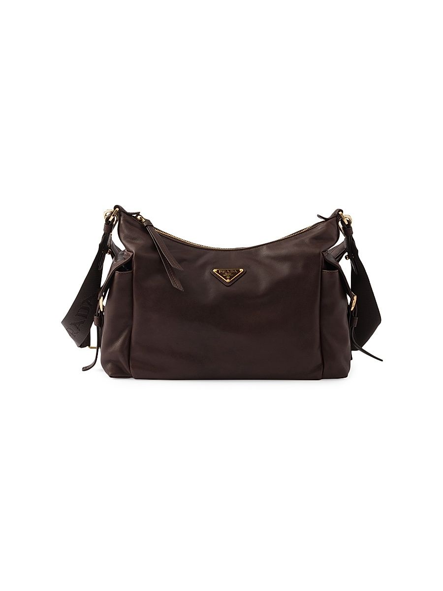 Women's Large Explore Nappa Leather Shoulder Bag - Brown
