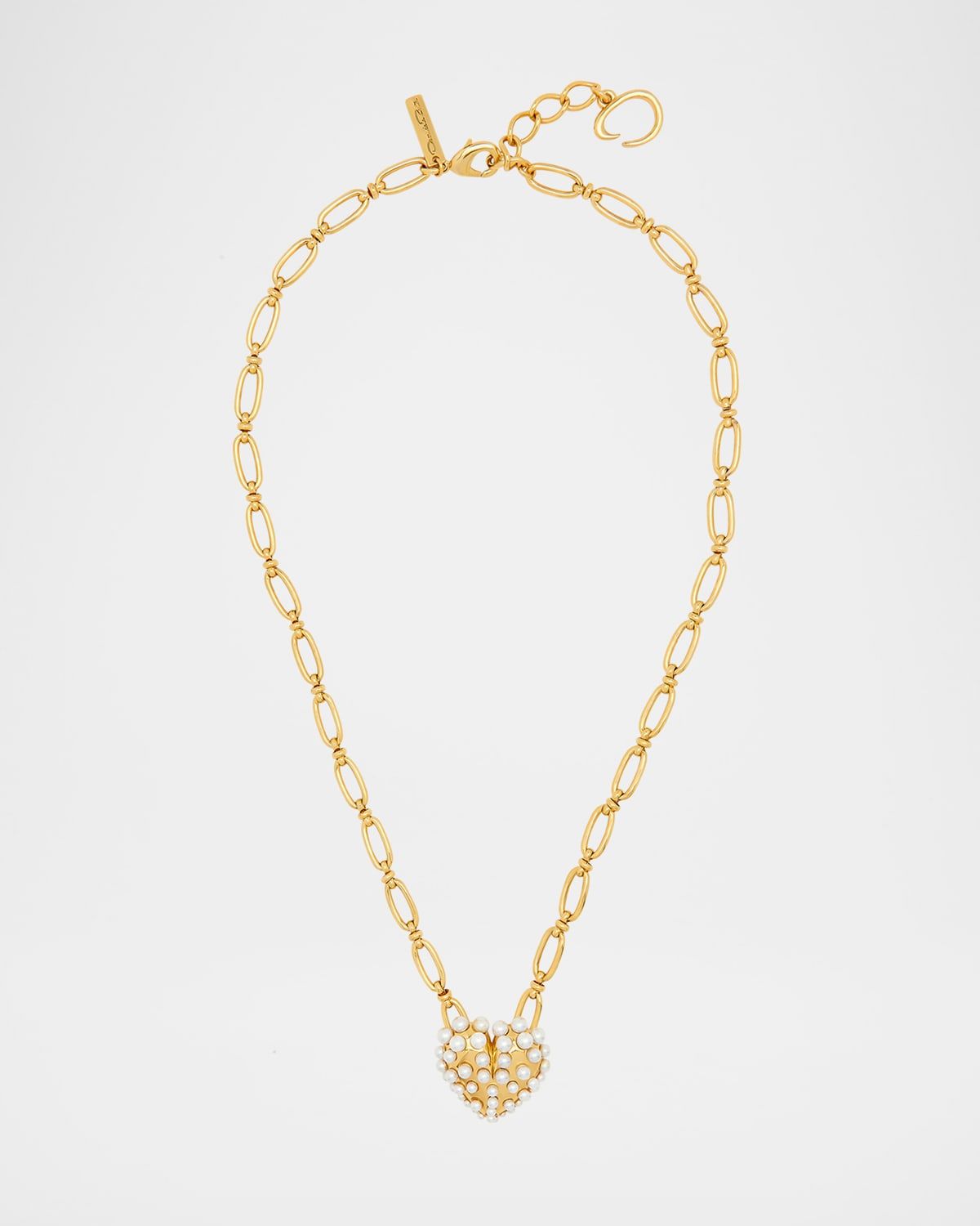 Pearly-Set Heart Pendant Necklace