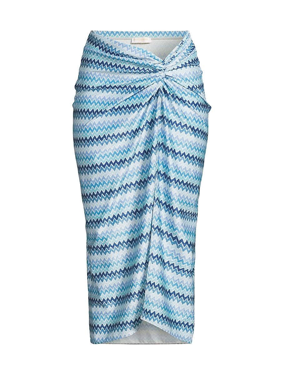 Women's Xana Chevron Coverup Skirt - Beach Blue Chevron - Size Large