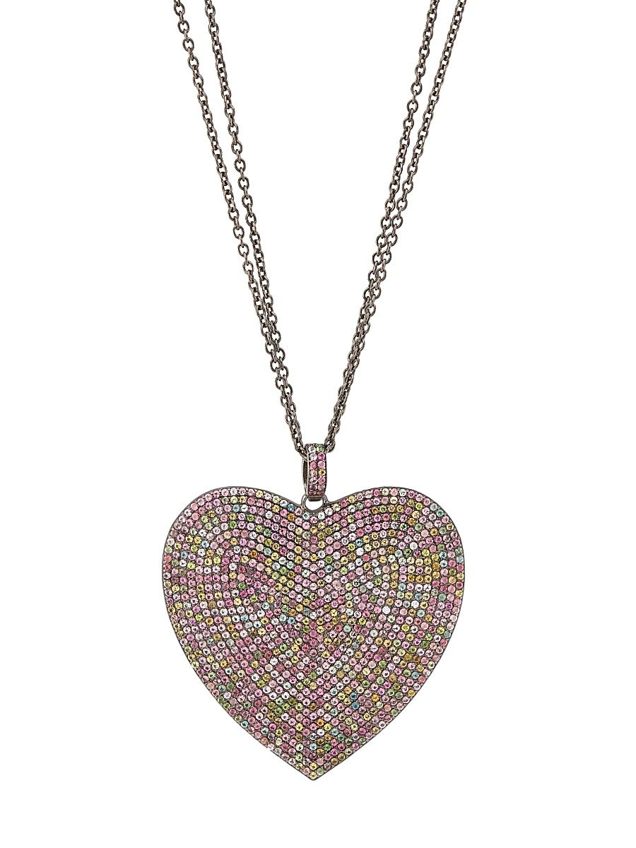Women's Sterling Silver & Tourmaline Heart Pendant Necklace