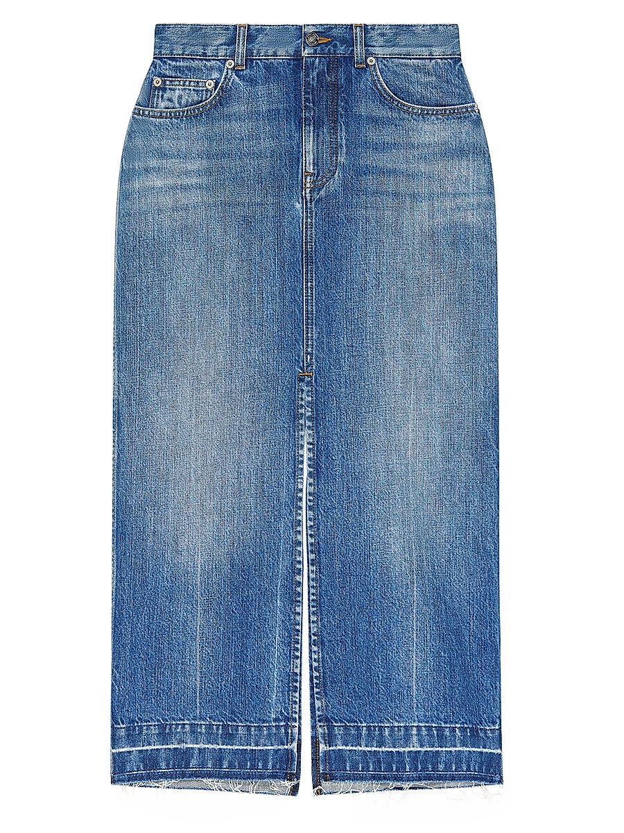 Women's Midi Pants Skirt in Medium Denim - Medium Blue - Size 2