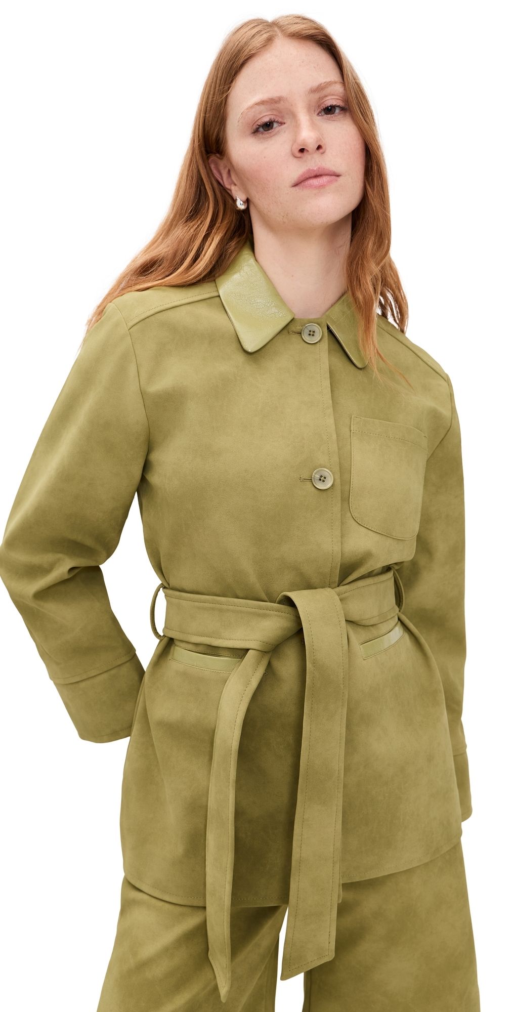 BAUM UND PFERDGARTEN Brodie Faux Leather Jacket Green Moss 42