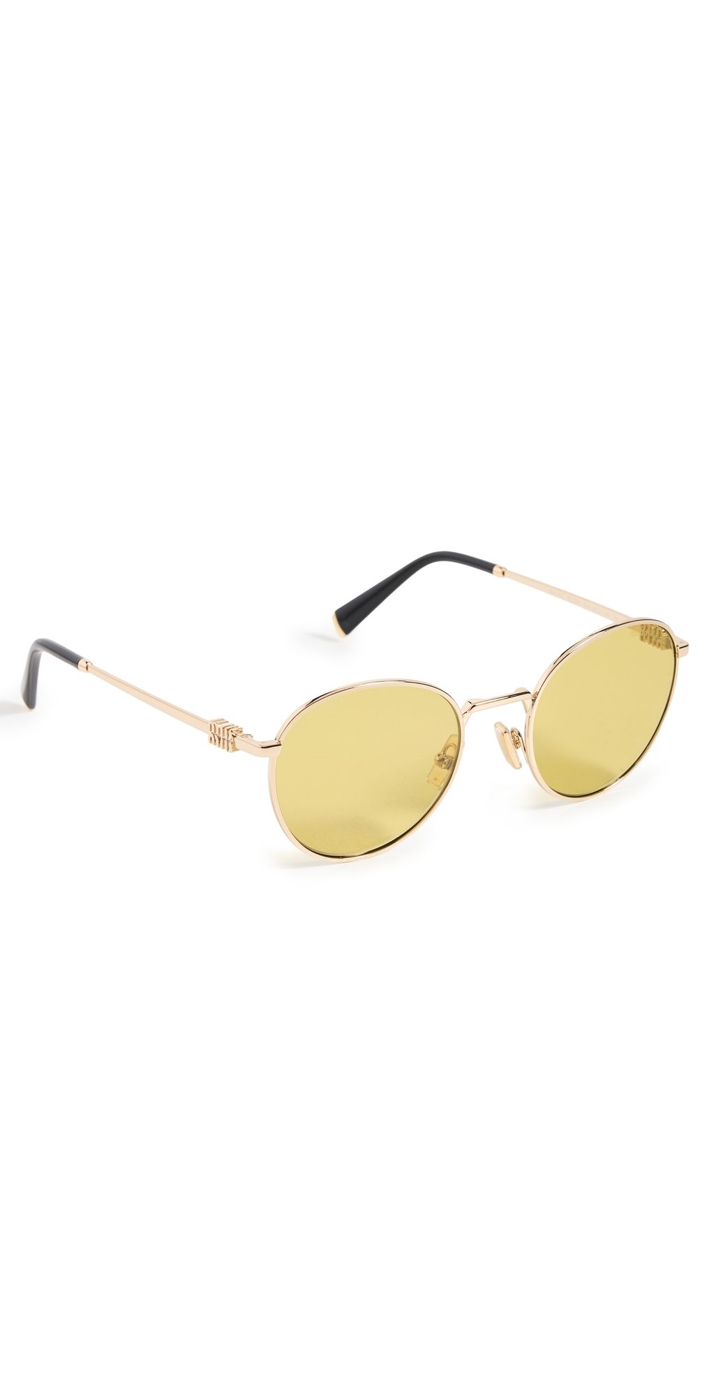 Miu Miu MU 55ZS Round Sunglasses Gold One Size