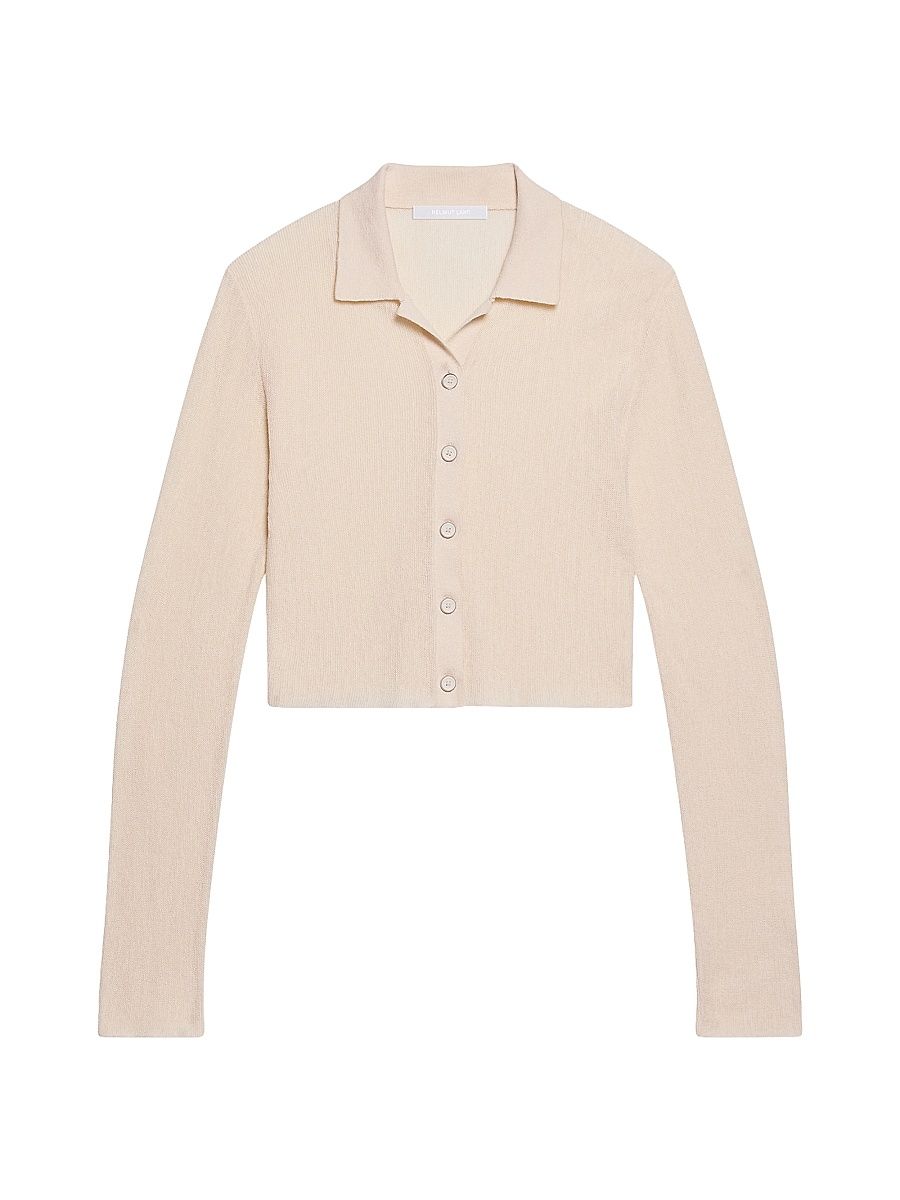 Women's Raw Edge Linen-Blend Knit Cardigan - Ivory - Size Large