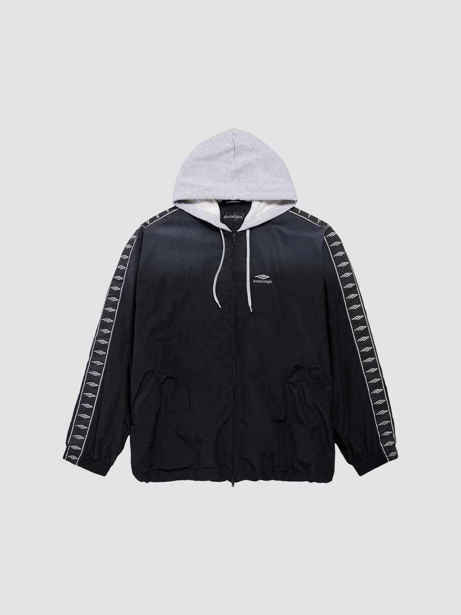Balenciaga Men's Stripe Large Fit Tracksuit Jacket - Black Grey - Size XS