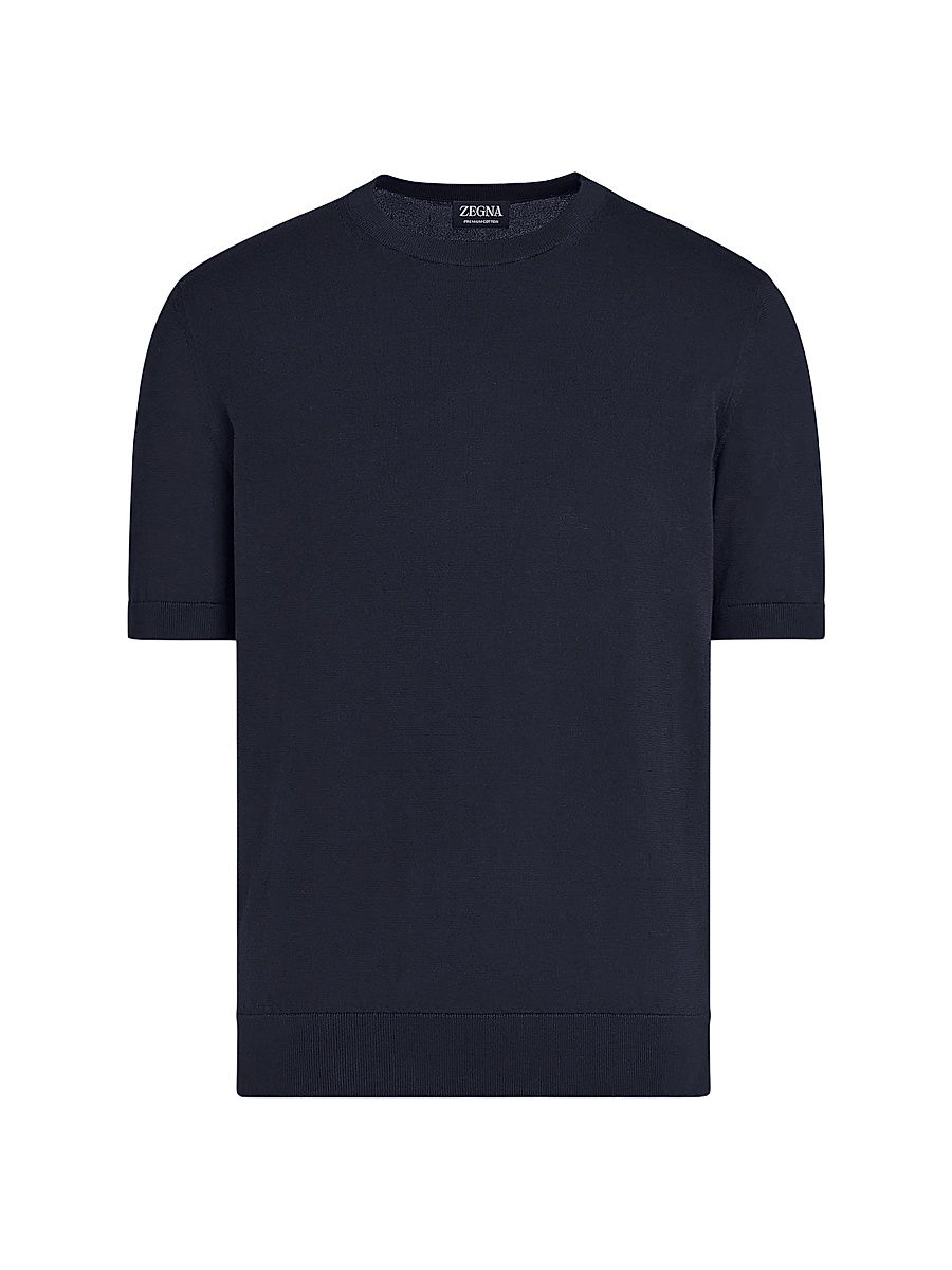 Men's Cotton Crewneck T-Shirt - Navy Blue - Size 50