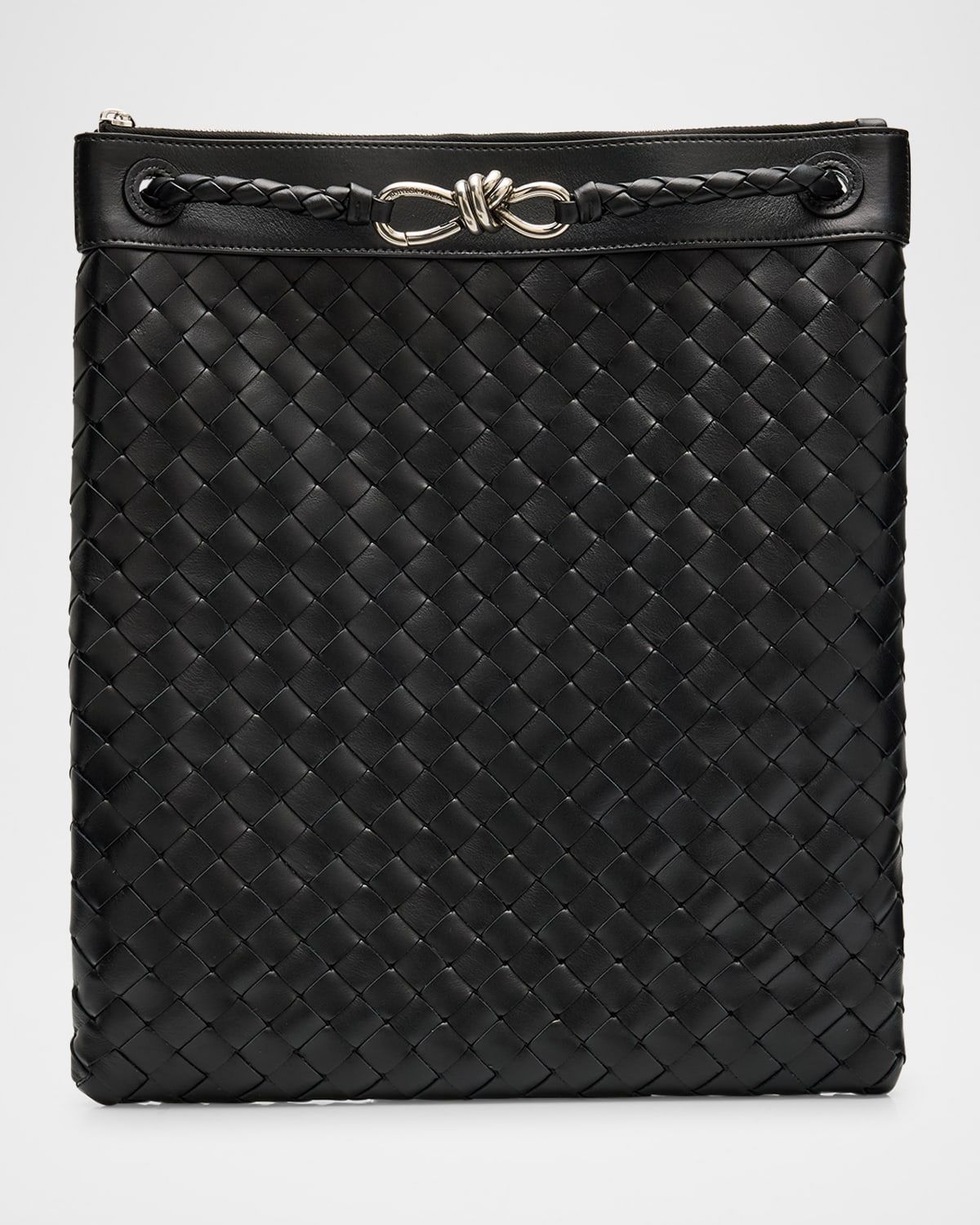 Men & apos;s Andiamo Intrecciato Leather Flat Messenger Bag