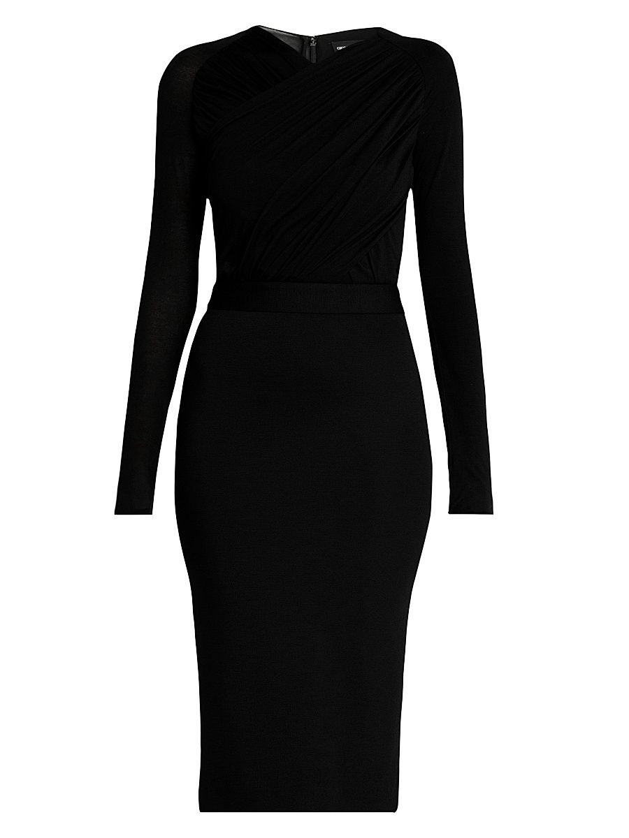 Women's Mix Media Sheath Dress - Black Beauty - Size 4