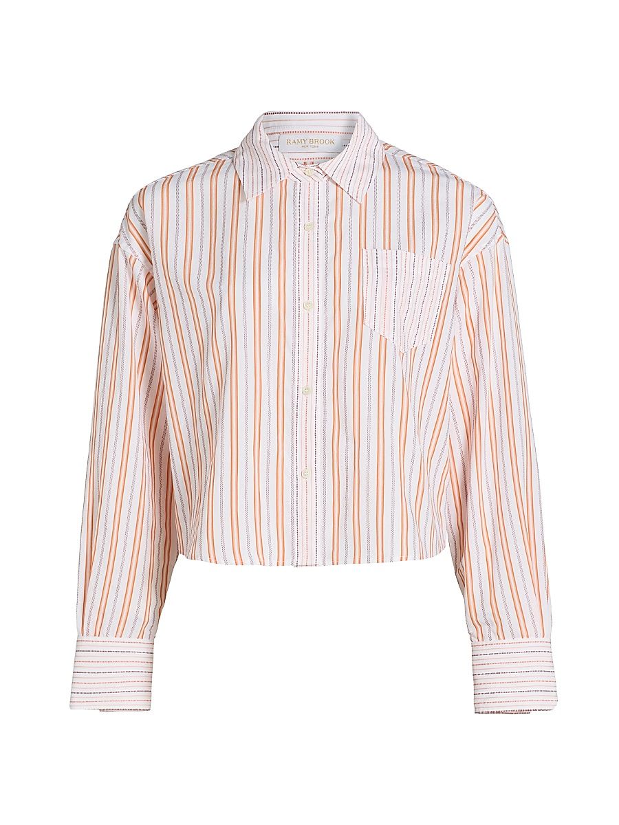 Women's Marnie Striped Shirt - Sunset Orange Stripe Combo - Size XL