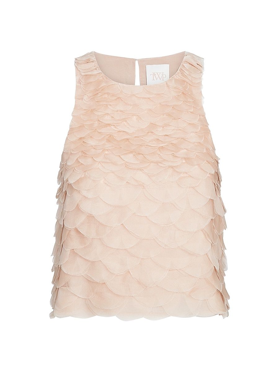 Women's Fishscale Shell Silk Top - Khaki - Size XL