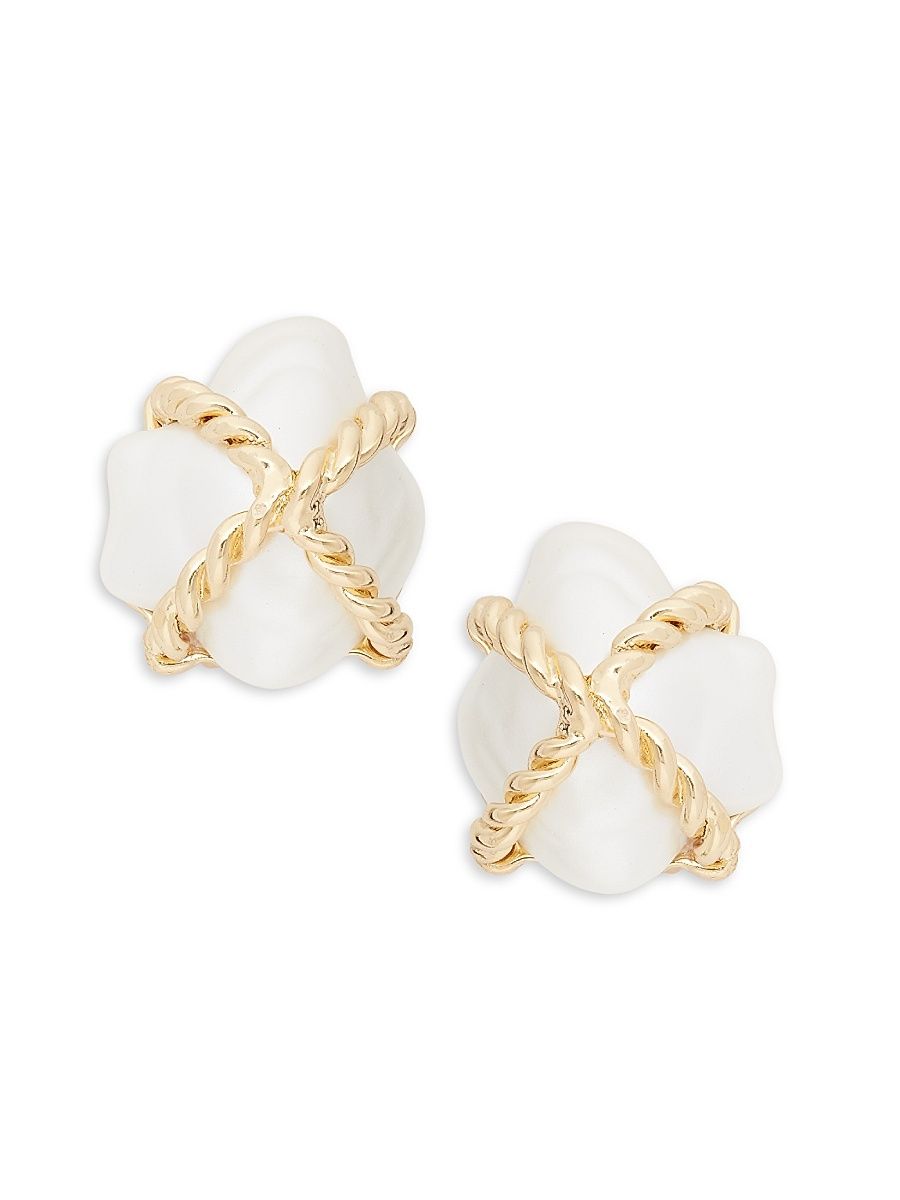 Women's Champagne Faux-Pearl Earrings Stud Earrings - Cognac
