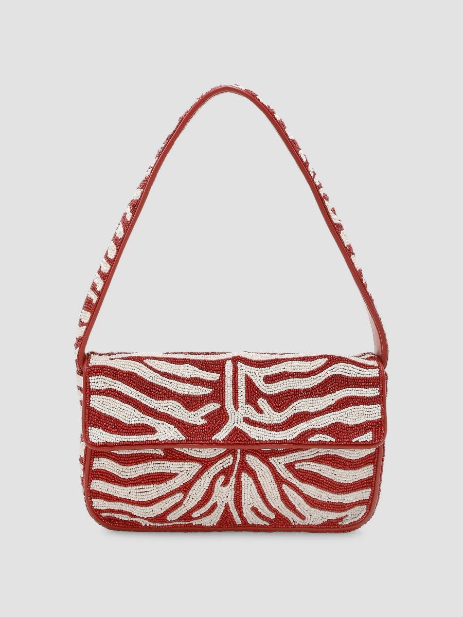 Staud Women's Tommy Beaded Animal-Print Shoulder Bag - Scarlet White