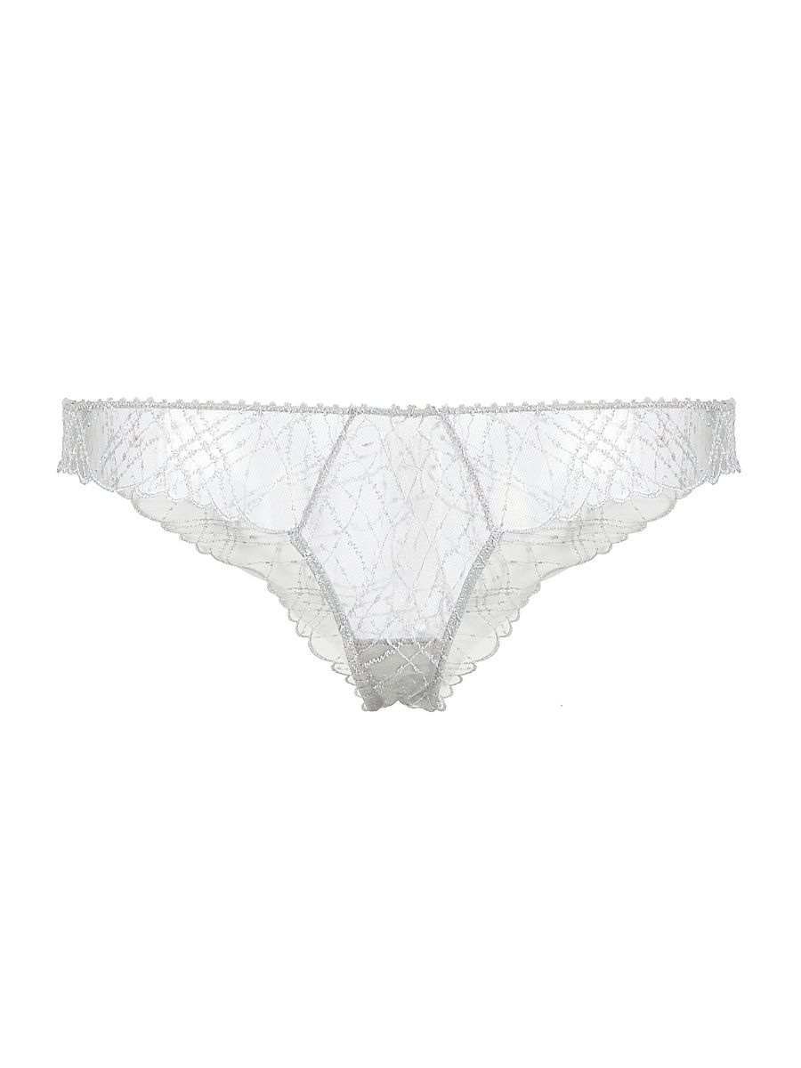 Women's A Pois Embroidered Cheeky Brief - Sterling - Size XL