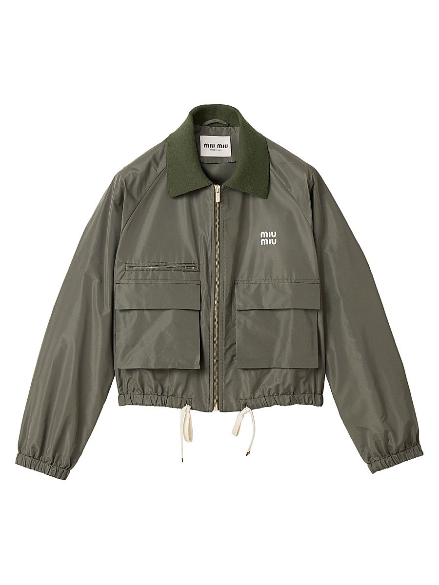 Women's Technical Fabric Blouson Jacket - Green - Size 6