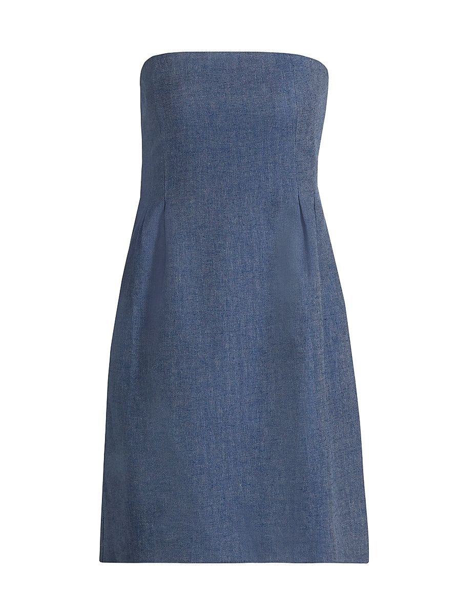 Women's Strapless Linen-Blend Minidress - Industrial Blue - Size 2