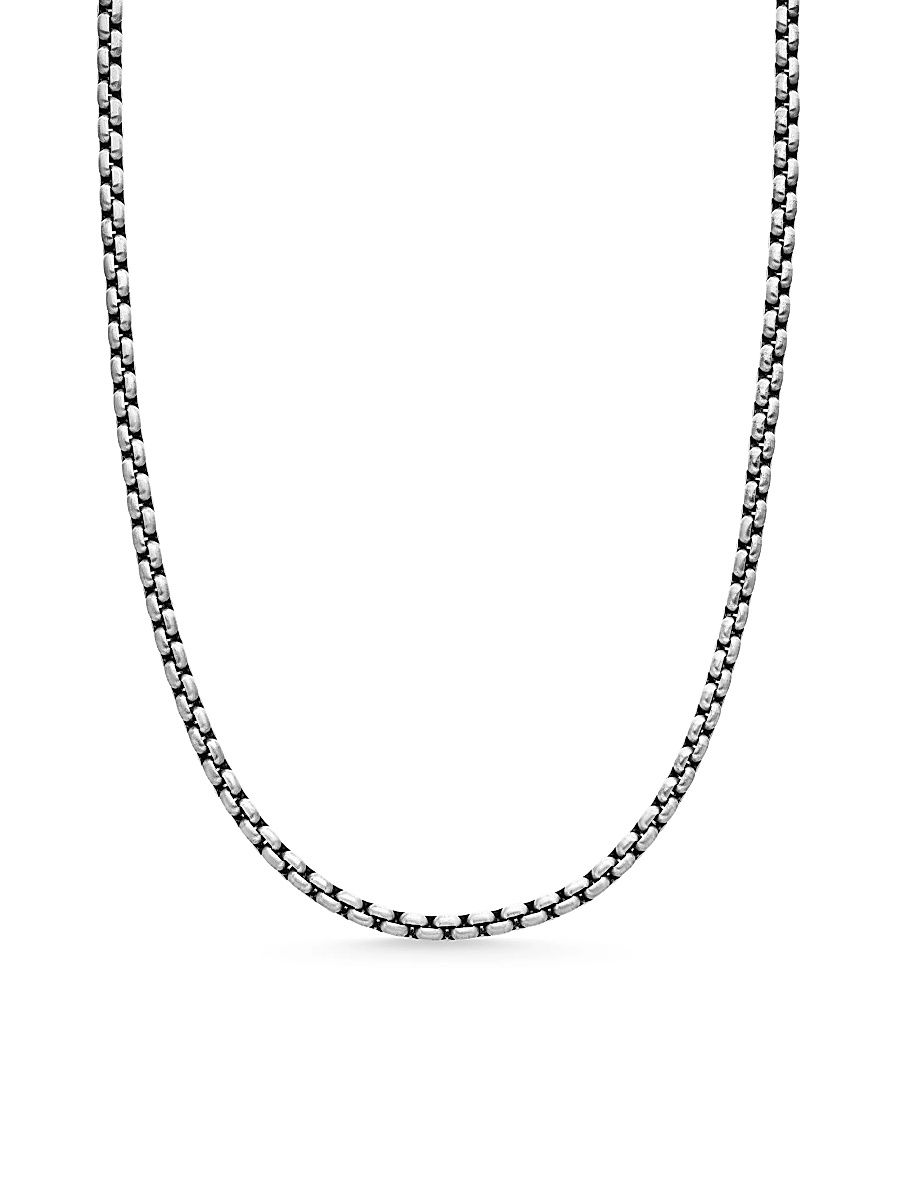 Men's Box Chain Necklace with Grey Titanium - Sterling Silver - Size 24
